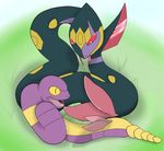  ekans erection fangs gay grass green_background hemipenes jc75 male multi_cock nintendo open_mouth penis plain_background pok&#233;mon pok&eacute;mon precum red_eyes reptile saliva scalie seviper snake tongue video_games yellow_eyes 