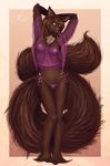  anthro armpits bat breasts cat clothed clothing feline female fluffy fur hair hybrid long_hair mammal multiple_tails nipples nude solo standing underwear vampi 