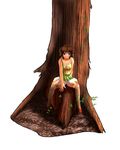  blue_eyes camisole full_body loafers original shoes shorts sitting solo tree vermillion_(pixiv) 