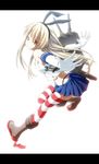  anchor blonde_hair brown_eyes gloves kantai_collection long_hair looking_at_viewer shimakaze_(kantai_collection) skirt solo striped striped_legwear thighhighs white_gloves wrwr 