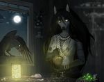  canine clothed clothing dog female glowing glowing_eyes mammal natalie_de_corsair skimpy solo topless 