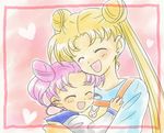  bishoujo_senshi_sailor_moon blonde_hair blue_sailor_collar chibi_usa closed_eyes hair_bun happy hug long_hair miisuke_(pinksugar) mother_and_daughter multiple_girls pink_hair sailor_collar tsukino_usagi 