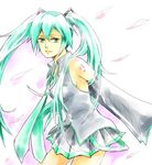  aqua_eyes aqua_hair ataru_(7noise) bad_id bad_pixiv_id expressionless hatsune_miku leaning_forward long_hair necktie skirt sleeveless solo twintails vocaloid wind 