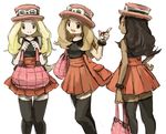  alternate_eye_color alternate_hair_color bad_id bad_pixiv_id black_legwear blonde_hair blue_eyes brown_eyes brown_hair dark_skin eyewear_on_head hat light_brown_hair long_hair massurutadano multiple_girls multiple_persona open_mouth pleated_skirt pokemon pokemon_(game) pokemon_xy serena_(pokemon) skirt sleeveless smile sunglasses thigh_gap thighhighs zettai_ryouiki 