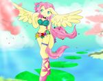  arthropod blue_eyes breasts butterfly equine female flower fluttershy_(mlp) friendship_is_magic fur hair horse insect lilypads lingerie long_hair mammal minthentai my_little_pony navel pegasus pink_hair pony shoes smile solo standing water wings yellow_fur 