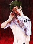  abs artist_request blood character_request gakkou_de_atta_kowai_hanashi male_focus midriff shirt solo t-shirt 