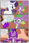  blue_eyes bucket comic cub cutie_mark dialog dragon duo english_text equine eye_contact eyes_closed eyeshadow female friendship_is_magic fur goo green_eyes hair hi_res horn makeup male mammal my_little_pony paintbrush purple_hair purple_scales pyruvate rarity_(mlp) slit_pupils spike_(mlp) spines text unicorn white_fur young 