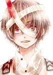  bandages blood character_request crazy_eyes gakkou_de_atta_kowai_hanashi heterochromia looking_at_viewer male_focus school_uniform solo yuki_osamu 