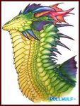  barbs colors dragon fins horn long_neck penis plain_background profile reptile rollwulf scales scalie solo spikes traditional_media 