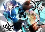  black_hair blue_hair closed_eyes dual_persona ene_(kagerou_project) enomoto_takane headphones kagerou_project kisaragi_shintarou long_hair multiple_girls respirator rmm school_uniform spoilers twintails upside-down 