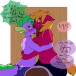  anthro anthrofied arnachy big_breasts big_macintosh_(mlp) blonde_hair blush breasts clothing crossgender dialog dragon english_text equine female friendship_is_magic fur green_eyes hair horse male mammal my_little_pony nipples open_mouth penis pony purple_scales red_fur spike_(mlp) text topless 