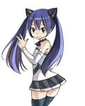  1girl blue_hair fairy_tail mashima_hiro official_art simple_background smile solo thighhighs twintails wendy_marvell white_background zettai_ryouiki 