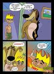  canine comic dog dukey duo english_text human johnny_test johnny_test_(series) male mammal nipples penis smile text towel unknown_artist watermark 