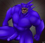  anthro balls biceps big_muscles erection humanoid_penis looking_at_viewer male monster muscles nude open_mouth penis slypon solo 