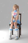  1girl 3d blonde_hair chair dead_or_alive dead_or_alive_5 female marie_rose sitting skirt solo twintails 