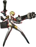  aegis_(persona) blonde_hair blue_eyes crossover dark_persona fighting_stance full_body gatling_gun gun highres huge_weapon missile necktie official_art persona persona_3 persona_4:_the_ultimate_in_mayonaka_arena robot robot_joints shadow_(persona) shadow_aegis slender_waist soejima_shigenori solo transparent_background weapon 