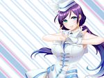  bad_id bad_pixiv_id blue_eyes blue_hair dress earrings fingerless_gloves gloves hat jewelry julion_(akesuzu) long_hair love_live! love_live!_school_idol_project smile solo toujou_nozomi twintails white_dress white_gloves wonderful_rush 