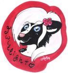  asmodinara badge drawing female flower free gift hair invalid_tag mammal painting skunk solo twillight white_hair 