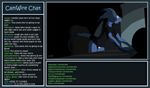  alien blue_skin camera chair chat chat_box clothing desk dokri faceless hair inside interface live long_tail male petresko shirt solo spotted_skin teeth underwear 