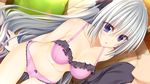  blue_eyes bra breasts cleavage electrichka_sapsan game_cg gray_hair hibiki_works long_hair navel oryou panties pretty_x_cation underwear 