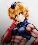  abs adapted_costume bad_id bad_pixiv_id blonde_hair breasts crop_top fingerless_gloves garrison_cap gloves hat juni lowres muscle muscular_female p.o.n._lab short_hair sleeveless small_breasts solo street_fighter street_fighter_zero_(series) 