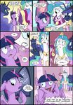  2014 blue_hair comic crown cutie_mark dialog english_text equine female friendship_is_magic gold group hair horn mammal moon multi-colored_hair my_little_pony necklace princess_cadance_(mlp) princess_celestia_(mlp) princess_luna_(mlp) purple_hair shrug sophiecabra stained_glass text twilight_sparkle_(mlp) window winged_unicorn wings 