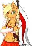  anthro anthrofied applejack_(mlp) blonde_hair breasts cleavage clothed clothing daxhie equine female freckles friendship_is_magic green_eyes hair horse looking_at_viewer mammal midriff my_little_pony poland skimpy skirt solo tumblr 