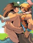  2boys anal blonde_hair brown_hair censored character_request cum duran gontagonta kevin male male_focus multiple_boys muscle seiken_densetsu seiken_densetsu_3 sex yaoi 