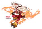  anthro avian beak blaziken fire fur kuroblood nintendo plain_background pok&#233;mon pok&eacute;mon purple_eyes solo talons video_games white_background 