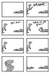  ... ? ambiguous_gender barefoot black_and_white claws comic dialog dinosaur english_text feral humor monochrome nude open_mouth philosoraptor plain_background raptor roaring scalie text white_background 