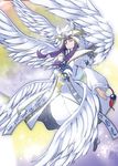  alternate_costume angel_wings flying hat long_hair multiple_wings patchouli_knowledge purple_hair robe seraph touhou tsuji_kazuho wings 