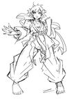  absurdres agacross barefoot choker dougi greyscale highres makoto_(street_fighter) monochrome ribbon_choker short_hair sketch solo standing street_fighter 