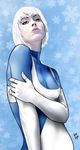  1girl bodysuit dc_comics elbow_gloves female fingerless_gloves gloves ice_(dc) short_hair solo standing white_gloves white_hair 