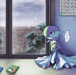  ... azuma_doguu book calendar_(object) calender gardevoir green_hair latias latios no_humans pokemon pokemon_(game) rain red_eyes solo speech_bubble 