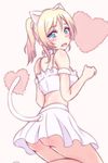  animal_ears ayase_eli blonde_hair blue_eyes breasts cat_ears cat_tail heart kemonomimi_mode long_hair love_live! love_live!_school_idol_project medium_breasts no_panties ponytail raguro skirt solo tail wavy_mouth 