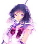  bishoujo_senshi_sailor_moon black_hair bow brooch choker elbow_gloves expressionless gloves holding holding_staff jewelry lipstick magical_girl makeup mizuno_(iori-amu) purple_eyes purple_sailor_collar red_bow ribbon sailor_collar sailor_saturn sailor_senshi_uniform short_hair solo staff star star_choker tiara tomoe_hotaru white_background white_gloves 