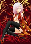  absurdres bare_shoulders black_legwear breasts center_opening cleavage detached_sleeves fingerless_gloves gloves guilty_crown hair_ornament hairclip highres large_breasts long_hair looking_away navel pink_hair red_eyes solo thighhighs twintails xxxphoenix yuzuriha_inori 