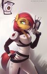  anthro anthrofied antiander aperture_science babs_seed_(mlp) clothed clothing equine female friendship_is_magic green_eyes gun hair hand_on_hip holding horse looking_back machine mammal mechanical my_little_pony pistol pony portal portal_(series) ranged_weapon red_hair robot smile solo standing valve weapon 