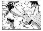  blush breasts buntaichou comic female_admiral_(kantai_collection) greyscale kantai_collection large_breasts long_hair monochrome multiple_girls running seaport_hime shinkaisei-kan translated very_long_hair 