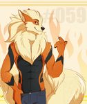  abs anthro arcanine biceps big_muscles canine claws male mammal muscles nintendo pecs plain_background pok&#233;mon pok&eacute;mon solo topless video_games wing-of-chaos 
