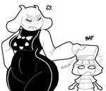 angry blush caprine duo english_text eyes_closed female goat human male mammal monochrome text thick_thighs toriel undertale unknown_artist wide_hips 