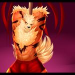  abs anthro arcanine armpits biceps big_muscles black_nose blonde_hair boxers bulge canine front fur green_eyes hair male mammal muscles nintendo nuroi pecs pinup plain_background pok&#233;mon pok&eacute;mon pole pose solo stripper stripper_pole toned topless underwear video_games 