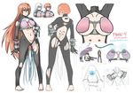  bad_deviantart_id bad_id barefoot black_sclera blue_eyes bodysuit breasts brown_hair character_sheet concept_art cyborg dead_or_alive dead_or_alive_5 deeezel hand_on_hip large_breasts long_hair multiple_views navel phase-4 torn_clothes underboob watermark web_address 