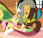  beard cutie_mark discord_(mlp) draconequus duo equine eye_contact facial_hair fangs female feral fluttershy_(mlp) friendship_is_magic fur hair horse imminent_rape long_hair male mammal mickeymonster my_little_pony pegasus pink_hair pony wings yellow_fur 