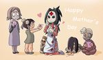  4girls character_request child child_drawing double_bun extra hair_over_one_eye heart hospital_gown ileum_(skullgirls) mask mother's_day multiple_boys multiple_girls skullgirls vincent_(hiyakuen) 