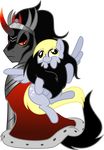  absurd_res absurdly_absurd_res alpha_channel armor beard black_and_white cape crown cute cutie_mark derp_eyes derpy_hooves_(mlp) duo equine facial_hair female feral flying friendship_is_magic hair hi_res horn horse king_sombra_(mlp) long_hair mactavish1996 male mammal mickeymonster monochrome my_little_pony pegasus pony sitting slit_pupils smile unicorn wings 