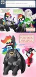  batman_(series) blackbewhite2k7 blush cat_woman costume crossover equine female fluttershy_(mlp) friendship_is_magic harley_quinn kiss_marks lesbian machine mammal mechanical my_little_pony pegasus pinkie_pie_(mlp) poison_ivy rainbow_dash_(mlp) rarity_(mlp) robot tumblr wings 