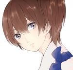  bad_id bad_twitter_id brown_hair japanese_clothes kaga_(kantai_collection) kantai_collection looking_at_viewer multicolored multicolored_eyes saki_hajime short_hair side_ponytail simple_background solo white_background 