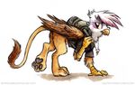  2014 avian bag beak female feral friendship_is_magic gilda_(mlp) gryphon looking_at_viewer my_little_pony solo sophiecabra tess_garman wings yellow_eyes 