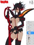  banned_artist black_hair boots breasts highres kill_la_kill matoi_ryuuko microskirt multicolored_hair navel partially_colored paul_kwon red_hair revealing_clothes scissor_blade senketsu short_hair skirt solo suspenders thigh_boots thighhighs two-tone_hair underboob work_in_progress 